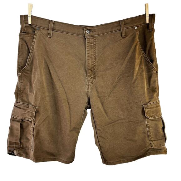 Dickies Relaxed Fit Duck Cargo Shorts W40 W11 Brown Belted Flat Front Work Wear - Picture 1 of 4